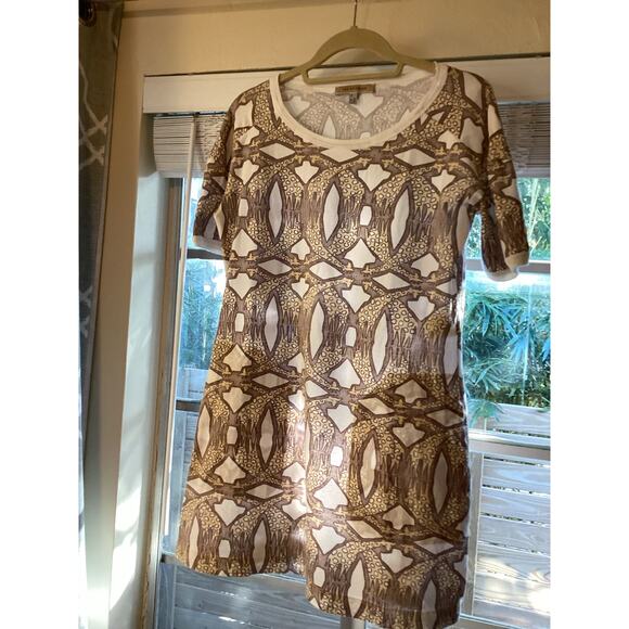 SEE by CHLOE Giraffe Print Y2K Cotton Mini Shift T Shirt Dress Pockets Rare S - Picture 3 of 6